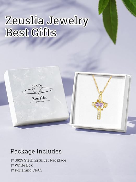 Valentine's Day Gifts for Wife 925 Sterling Silver Double Birthstone Pendant Necklaces I Love You for Always and Forever Necklace Anniversary Birthday Gifts for Wife Girlfriend Mom Her