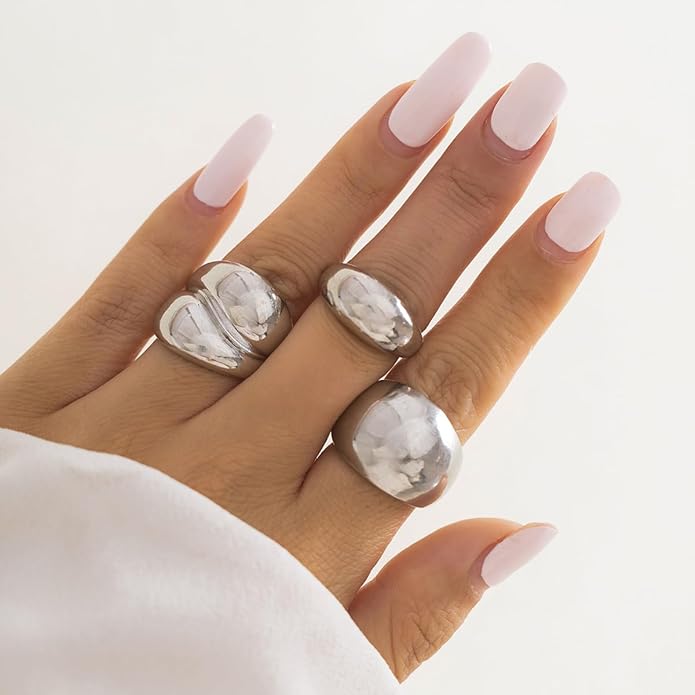 Sora Tuki Rings for Women Chunky Rings Set Adjustable Stackable Ring for Women Bold Thick Statement Ring Trendy Chunky Jewelry