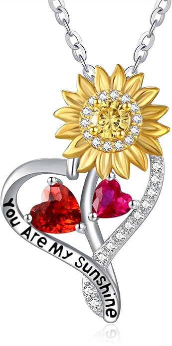 Valentine's Day Gifts for Wife 925 Sterling Silver Double Birthstone Pendant Necklaces I Love You for Always and Forever Necklace Anniversary Birthday Gifts for Wife Girlfriend Mom Her