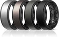 Egnaro Silicone Rings for Men 1/4/5/6/7 Multipack of Breathable Mens Silicone Rubber Wedding Rings Bands - Step Edge
