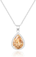Linawe Crystal Chain Necklace for Women Trendy, Imitation Diamond Pendant, Statement Cubic Zirconia Boho Jewelry Set, 14K Gold/Rose Gold/Silver Birthstone Necklace