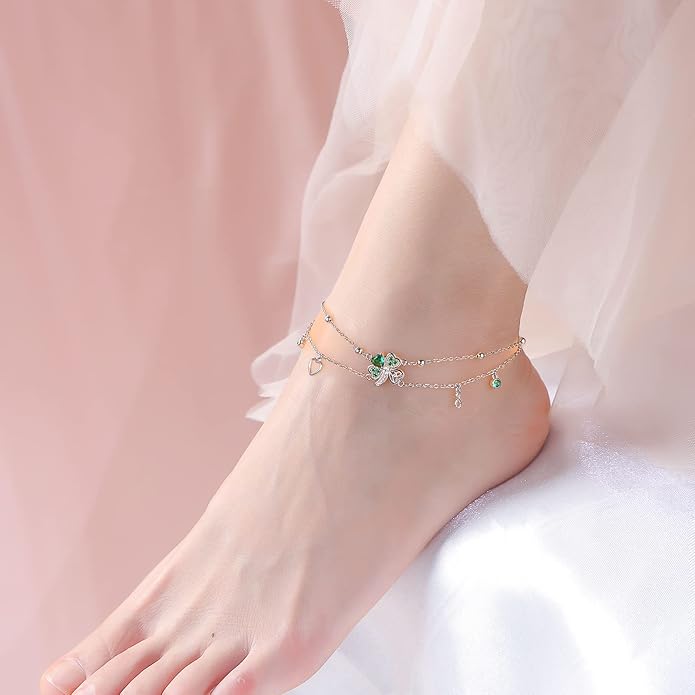 S925 Sterling Silver Anklets Adjustable Beach Foot Ankle Bracelet Jewelry Gifts For Women Girls