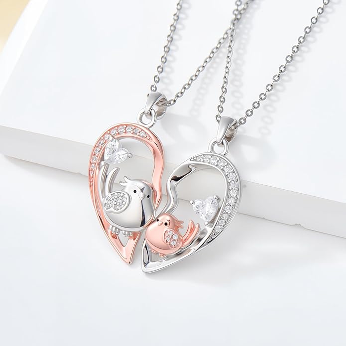 Couple Necklace S925 Sterling Silver for Women Men Mother and Daughter Matching Necklace Jewelry Gifts Birthday Valentine's Day Christmas Thanksgiving
