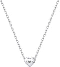ChicSilver Personalized 925 Sterling Silver Dainty Small Heart/Star/Moon/Dot/Triangle Pendant Necklace for Women, Silver/Gold/Rose Gold/Black (with Gift Box)