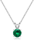 SMILEST Birthstone Necklace for Women Mom Wife, 1ct Sparkle Round Cut Birthstone Pendant 925 Sterling Silver Necklace Gifts for Women Mom Wife Friend