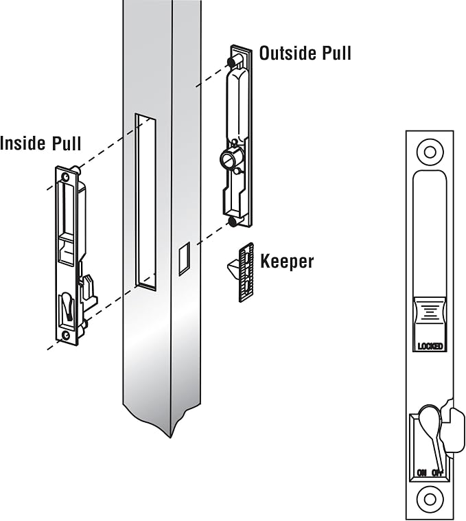 Prime-Line C 1043 Diecast Non-Keyed Patio Sliding Door Handle Set, Single Pack - Image 3