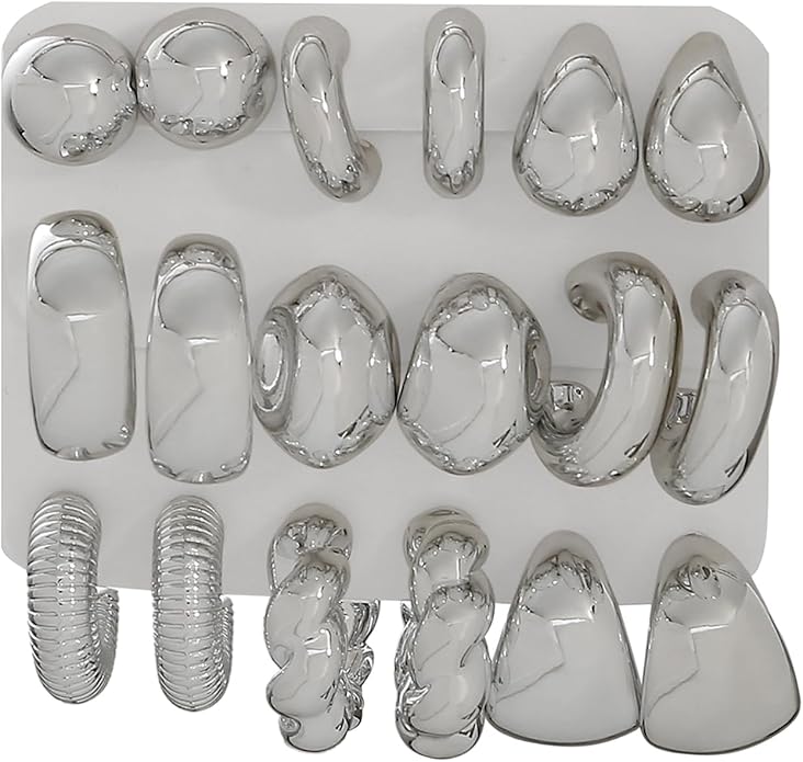 9 Pairs Chunky Gold Earrings Set for Women Trendy Lightweight Gold Plated Hoop Earrings Hypoallergenic Jewelry