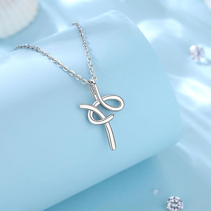 EUDORA Sterling Silver Initial Necklaces for Women, Classic 26 Letter Neckless Gifts for Girls, Sister, Mother Daughter, 18 inch Chain