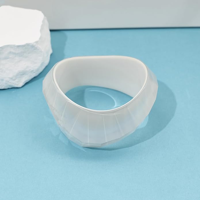 Trendy Acrylic Resin Bangle Bracelet for Women Chunky Transparent Acetate Mottled Plate Bangle Bracelet Statement Jewelry