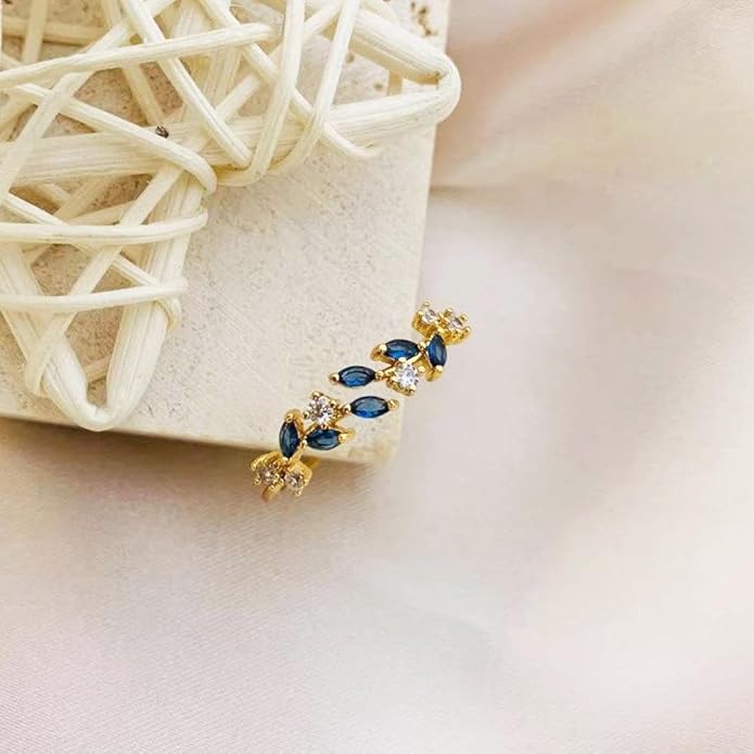 Sora Tuki Rings for Women Adjustable Leaf Ring Dainty Stackable Rings for Women Unique Purple Blue Red Green Ring for Women Trendy Jewelry