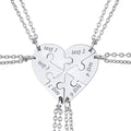 FindChic Personalized Matching BFF Necklace for 2/3/4/5/6 Puzzle Name Heart Pendant Stainless Steel Couple Necklace Set Customized Necklaces for Teen Girls