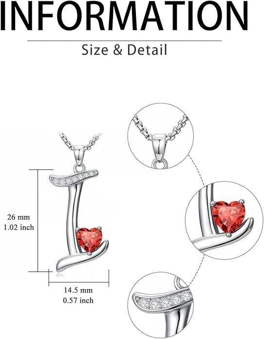 Valentines Day Gifts for Women Alphabet A to Z Initial Birthstone Pendant Necklaces for Women - 18k White Gold Plated Personalized Name Jewelry Valentine Mothers Day Birthday Gifts for Women Her Girlfriend