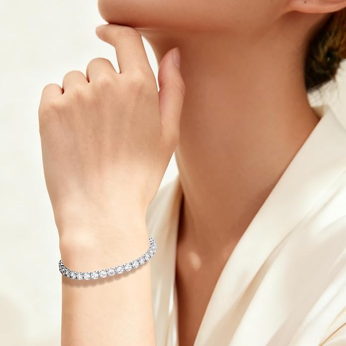 SUNFEEL Birthstone Bracelet Jewelry for Women Sterling Silver with Gold Plated Tennis Bracelet Classic Bolo Adjustable Chain Anniversary Birthday Gifts for Women Mom Wife Her