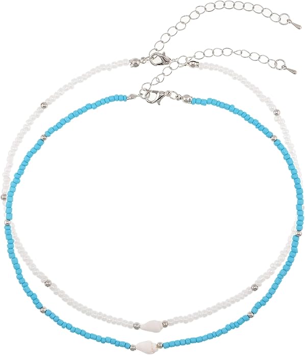 Women's Shell Starfish Boho Layered Beaded Necklace Choker for Summer Beach Vacation Gifts for Birthday/Anniversary/Christmas