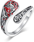 Vintage Adjustable Thumb Rings 925 Sterling Silver Sunflower/Red Cardinal/Butterfly/Turtle/Skull Ring Jewelrry for Women Men