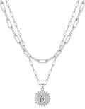 Yoosteel Valentines Gifts for Women Her - Gold Layered Initial Necklaces for Women 14K Gold Plated Dainty Layering Paperclip Link Chain Necklace Coin Initial Necklace Birthday Gifts for Teen Girls