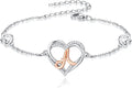 INFUSEU 925 Sterling Silver Initial Heart Ring for Women Girls, Adjustable Size