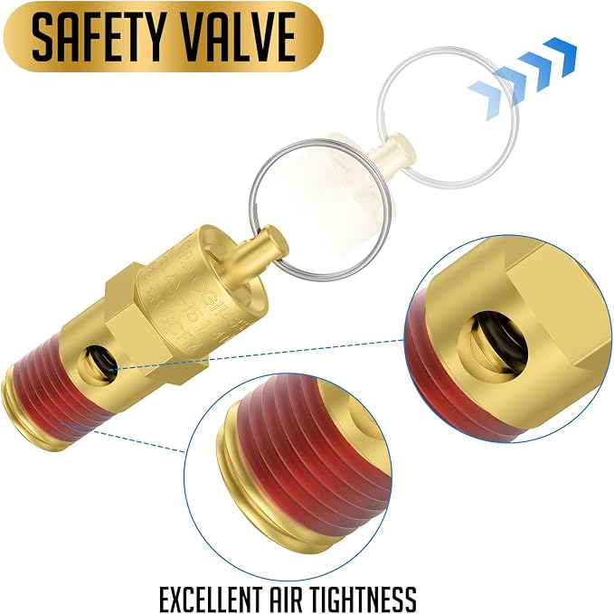 2 Pcs 1/4" NPT 175 PSI Air Compressor Pressure Relief Valve, Brass Safety Valve - Image 5