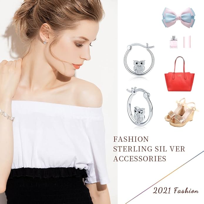 JUSTKIDSTOY Hypoallergenic Panda/Unicorn/Hummingbird/Dolphin Hoop Earrings for Women 925 Sterling Silver Animal Huggie Hoop Earrings Jewelry Gifts for Sensitive Ears