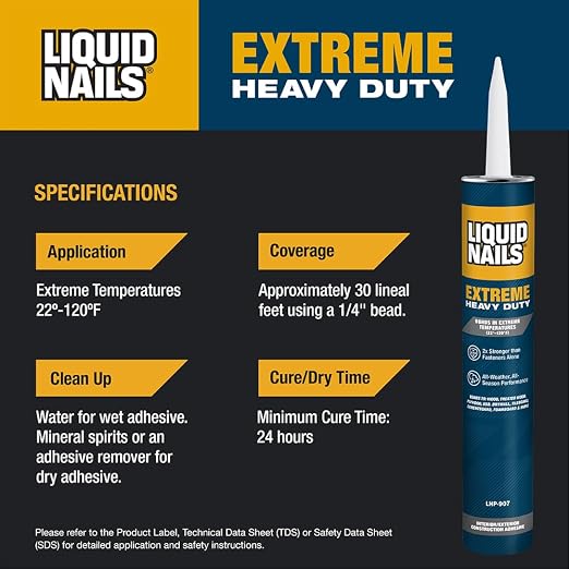 Liquid Nails 28 oz Extreme Heavy Duty Construction Adhesive | All-Weather - Image 4