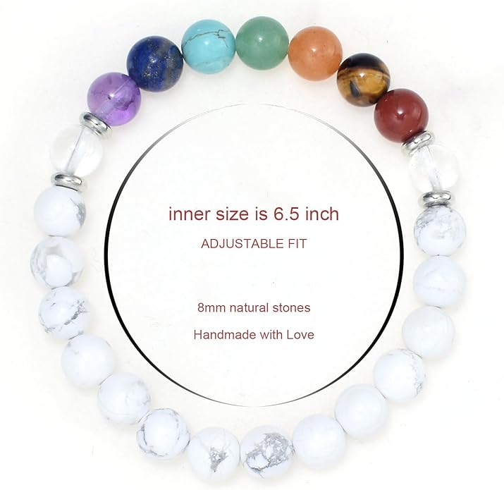 Strong Healing Crystal Bracelet 8MM Genuine Stone Bracelet Lucky Beaded Bracelet Chakra Bracelet 6.5 inch Positive Energy Inspirational Gifts for Women Mom