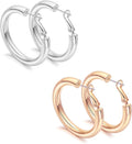 sovesi Chunky Gold Hoop Earrings for Women with 925 Sterling Silver Post, 14K Gold Plated Small Thick Gold Hoops Earrings for Women