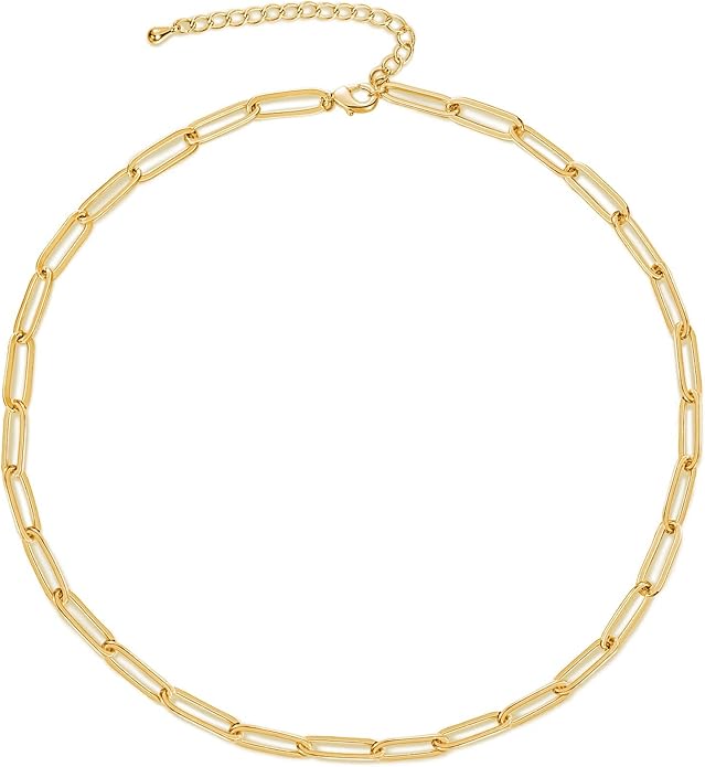 CHESKY 14k Gold Plated/Silver Plated Dainty Necklace for Women, Trendy Satellite Choker Necklace Thin Beaded Layered Choker Necklaces Discs Paperclip Chain Necklaces Womens Simple Jewelry