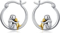JUSTKIDSTOY Hypoallergenic Panda/Unicorn/Hummingbird/Dolphin Hoop Earrings for Women 925 Sterling Silver Animal Huggie Hoop Earrings Jewelry Gifts for Sensitive Ears