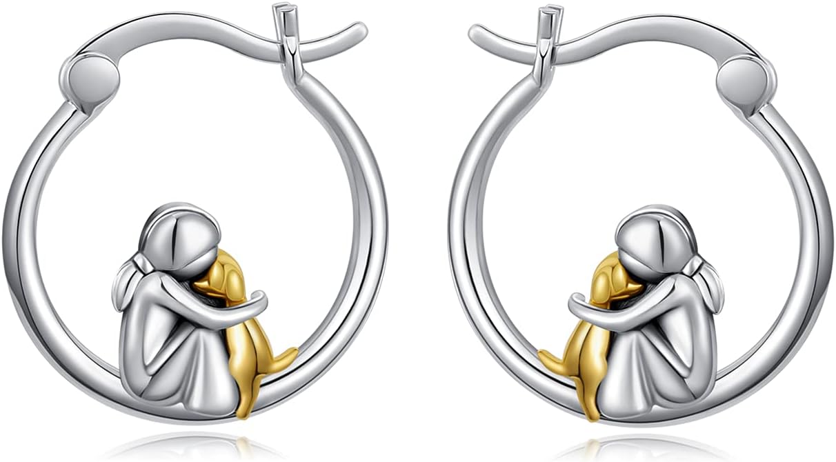 JUSTKIDSTOY Hypoallergenic Panda/Unicorn/Hummingbird/Dolphin Hoop Earrings for Women 925 Sterling Silver Animal Huggie Hoop Earrings Jewelry Gifts for Sensitive Ears