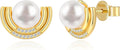 Cultured Freshwater Pearl Stud Earrings, 14K Gold Plated S925 Silver Women Pearl Stud, Gift for Birthday Mothers Day, Christmas, Anniversary