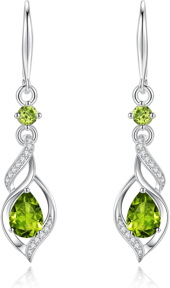 FANCIME Gift for Women Birthstone Dangle Earrings for Her Teardrop Birthstone Earrings S925 Sterling Silver infinity Love Birthday Gifts for Mom Women