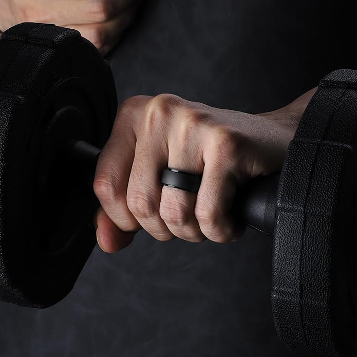 Egnaro Men's Silicone Rings 10mm Wide 2.5mm Thick, Rubber Wedding Bands with Inner Arc Ergonomic Breathable Design, 1/4/5/7 Variety Multipack