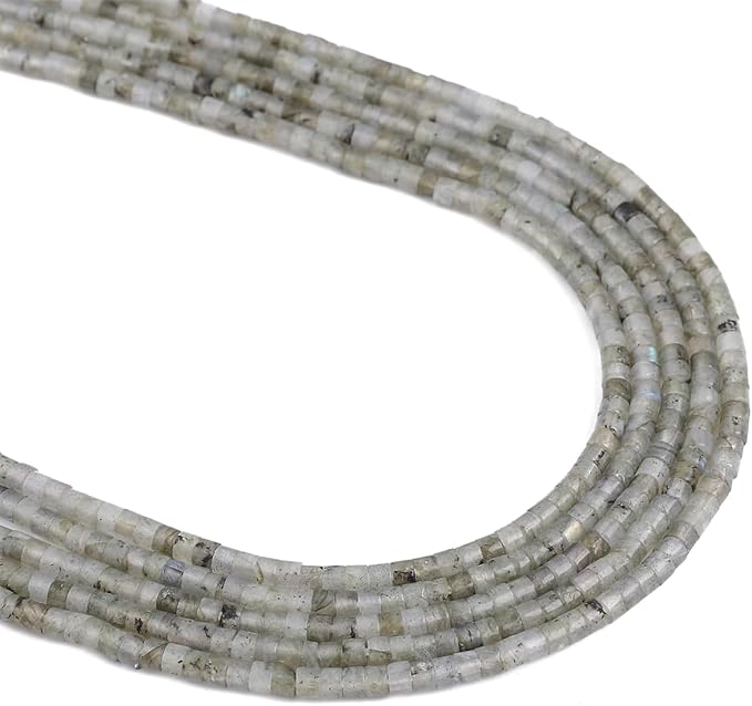 Natural Spectrolite Spacer Beads Caps Flat Round Loose Beads for Beading Jewelry Making 3mmx2mm 38cm