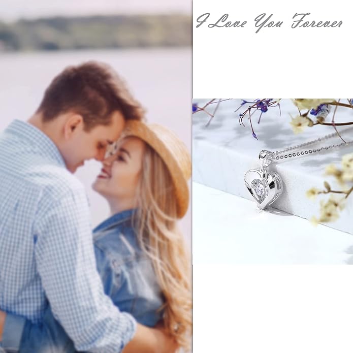 Real 18k Gold Heart Necklace for Women, Fine Cubic Zirconia Love Jewelry Gifts for Her (18kt Gold Chain 16+2 inch)