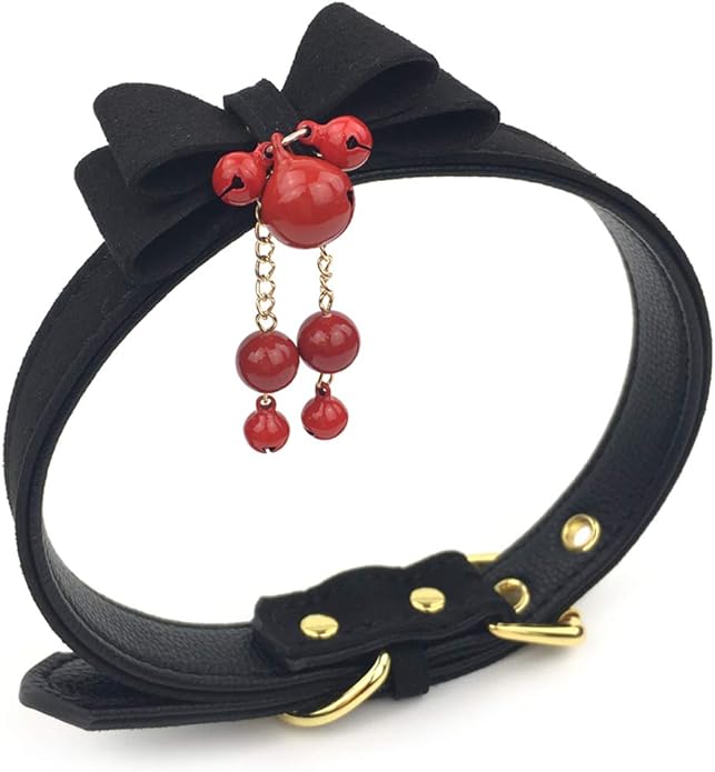 Bell Choker Collar Necklace Lolita Bow Collar Cat Kitty Velvet Necklace