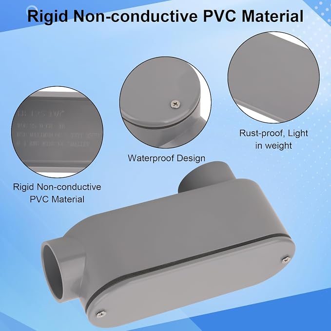 2Pack 1-1/4 Inch Rigid PVC Conduit Body Type LB 1.25IN PVC Conduit Bodies LB - Image 4