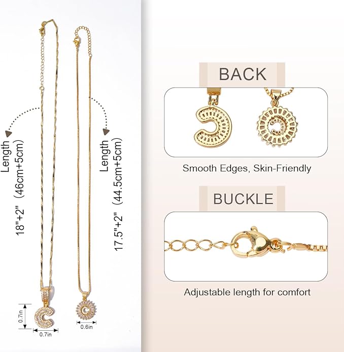Letter Necklace 14k Gold Plated Bling Dainty Necklaces Trendy Chunky Custom Name Necklace Personalized Round Circle Pendant Zirconia Letters Name Crystal Jewelry Gifts for Women
