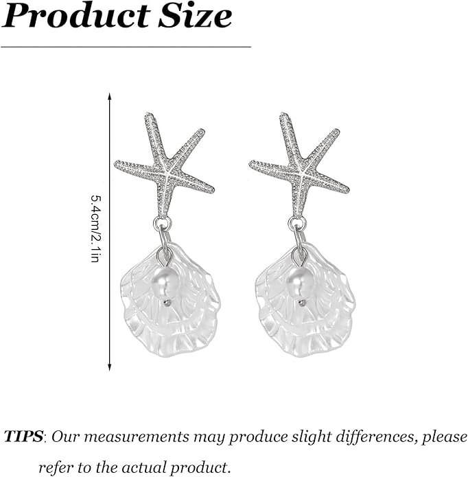 Seashell Starfish Earrings Beach Jewelry for Women Pearl Drop Shell Earrings Ocean Beachy Fashion Accessories Womens Summer Outfits 2026 Tropical Vacation Outfits Beach Vacation Clothes Dresses
