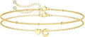 DEARMAY Dainty Initial Heart 14K Gold Plated Bracelets for Women Trendy, Letter Charm Bracelet Jewelry Cute Simple Fashion Chain Gift