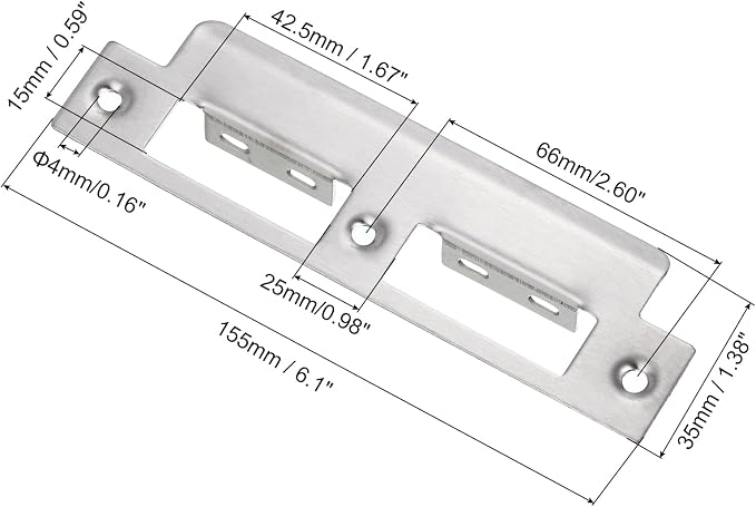 uxcell Door Strike Plate, 155mm x 35mm 201 Stainless Steel Latch Deadbolt - Image 2