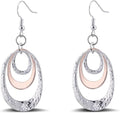 Boho Three Oval Drop Dangle Earrings Silver Earrings for Women Trendy Two Tone Bohemian Jewelry for Thanksgiving and Christmas Gifts