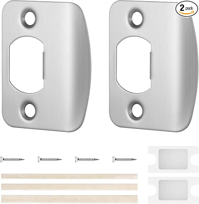 Door Strike Plate Univeral 2-1/4"x1-3/4" Door Lock Strike Plate, 2 Pack | by BonKuDoo