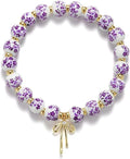 Beads Bow Charm Bracelet for Women Flower Vintage Bracelet Handmade Stretch Beaded Dainty Romantic Jewelry Gifts