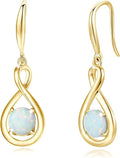 FANCIME Valentines Day Gift Dangle Drop Earrings 925 Sterling Silver Dainty Infinity Round Gemstone Birthstone Jewelry Birthday Gifts for Her Women