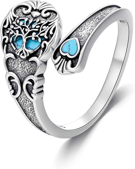 Spoon Ring for Women S925 Sterling Silver Dragonfly Ring Adjustable Thumb Rings Jesus Fish Rings Spoon Jewelry for Brithday Christmas