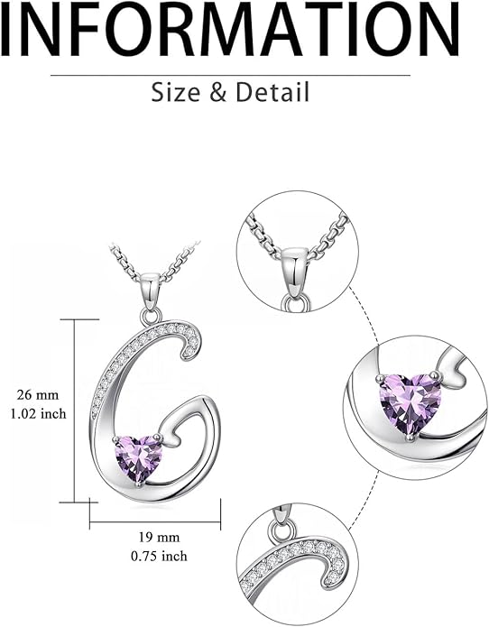 Valentines Day Gifts for Women Alphabet A to Z Initial Birthstone Pendant Necklaces for Women - 18k White Gold Plated Personalized Name Jewelry Valentine Mothers Day Birthday Gifts for Women Her Girlfriend