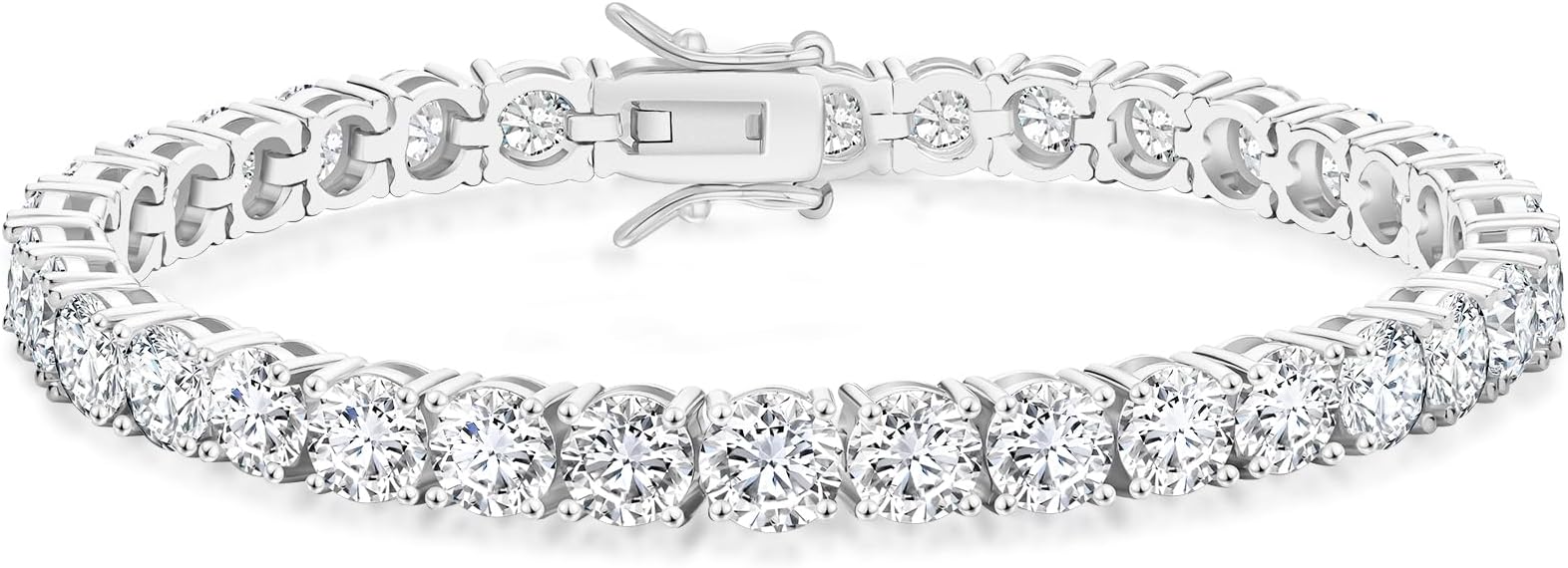 KRKC Tennis Bracelet for Women 14K White Gold Plated, AAAAA+ Classic Cubic Zirconia Bracelet with 2mm-5mm Width, Durable Gold Bracelets Jewelry Christmas Gift, Size 6.5-8 Inches Hypoallergenic
