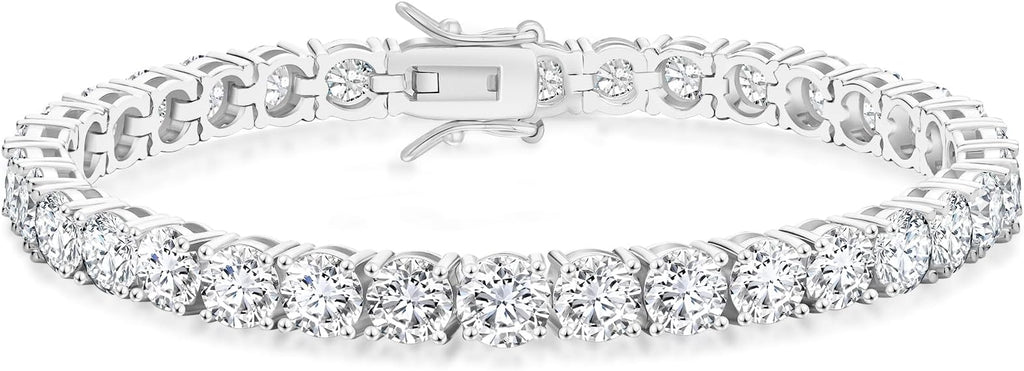 KRKC Tennis Bracelet for Women 14K White Gold Plated, AAAAA+ Classic Cubic Zirconia Bracelet with 2mm-5mm Width, Durable Gold Bracelets Jewelry Christmas Gift, Size 6.5-8 Inches Hypoallergenic