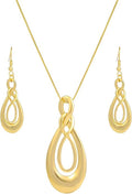 Madison Tyler Gold Plated Jewelry Set for Women | Silver Teardrop Pendant Necklace Trendy | Long Necklace with Snake Chain | Fashion Dangle Earring Set