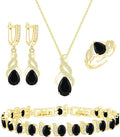 LMXXVJ Jewelry Set for Women,Teardrop Cubic Zirconia Necklace Earrings Adjustable Ring Bracelet Jewelry Set Formal Jewelry Gift
